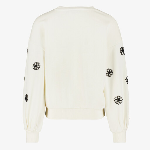 Meisjes sweater met borduursels wit zwart