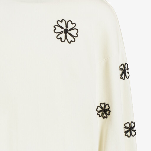 Meisjes sweater met borduursels wit zwart