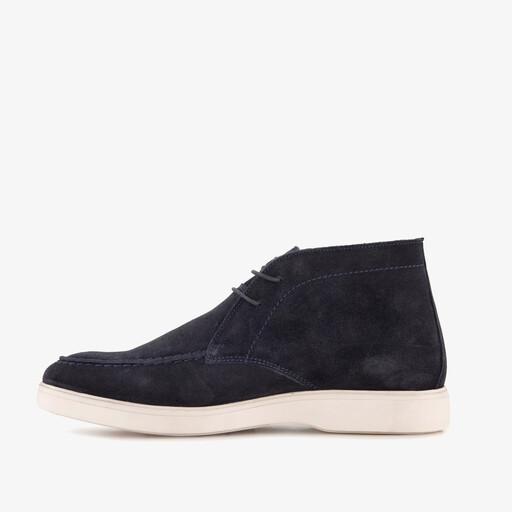 Suède heren veterschoenen donkerblauw