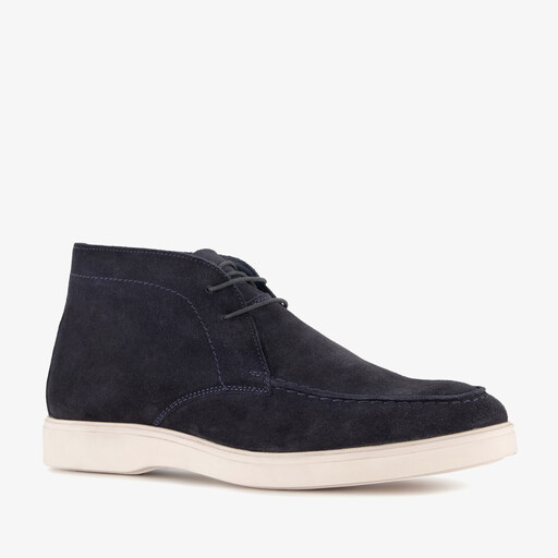 Suède heren veterschoenen donkerblauw