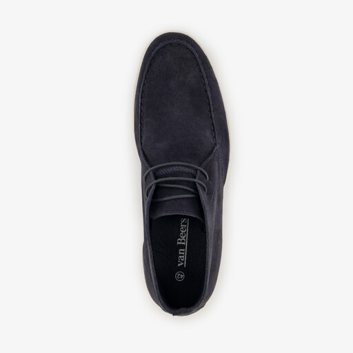 Suède heren veterschoenen donkerblauw