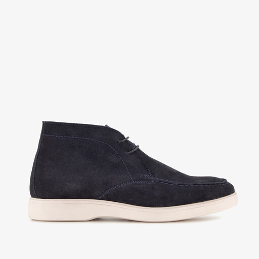 Suède heren veterschoenen donkerblauw
