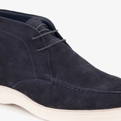 Suède heren veterschoenen donkerblauw