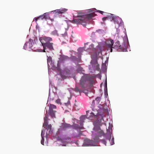 Dames sport T-shirt met bloemenprint paars