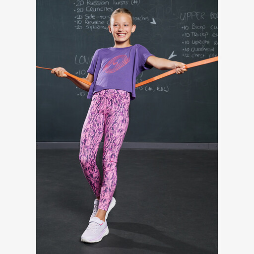 Cropped meisjes sport T-shirt met opdruk paars
