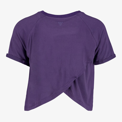 Cropped meisjes sport T-shirt met opdruk paars