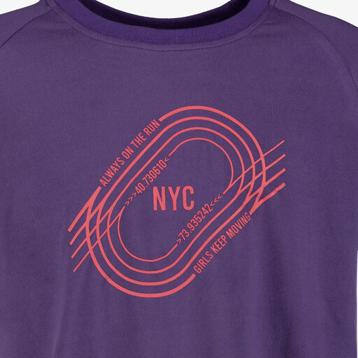Cropped meisjes sport T-shirt met opdruk paars