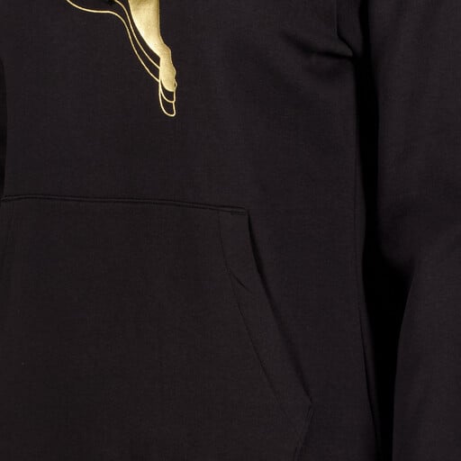 Metallic Fl dames hoodie zwart goud