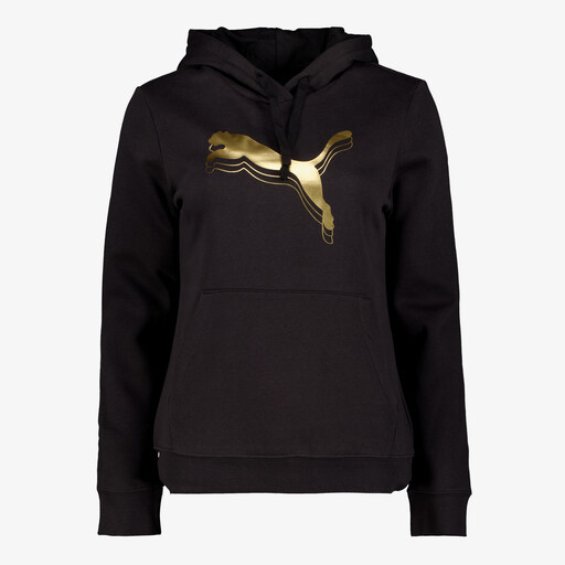 Metallic Fl dames hoodie zwart goud
