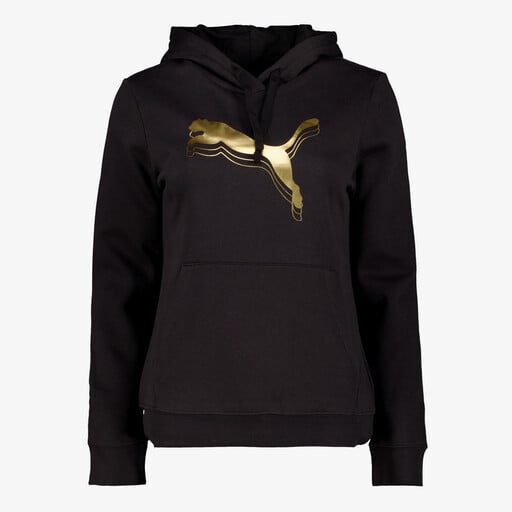 Metallic Fl dames hoodie zwart goud