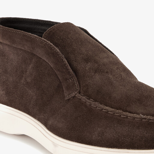 Suède heren instappers donkerbruin