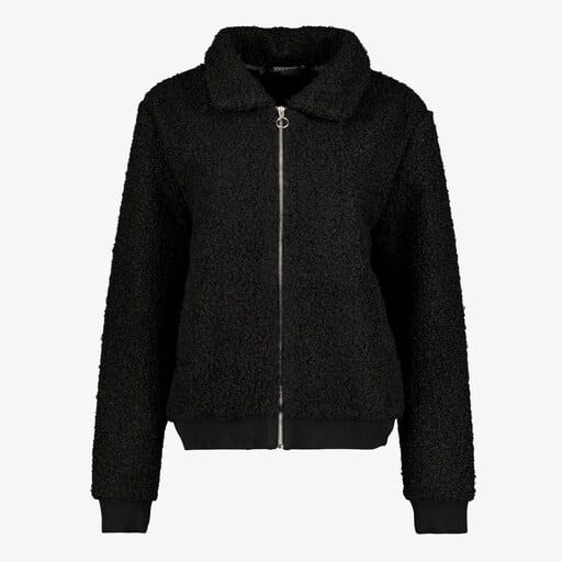 Dames teddy bomber jas zwart