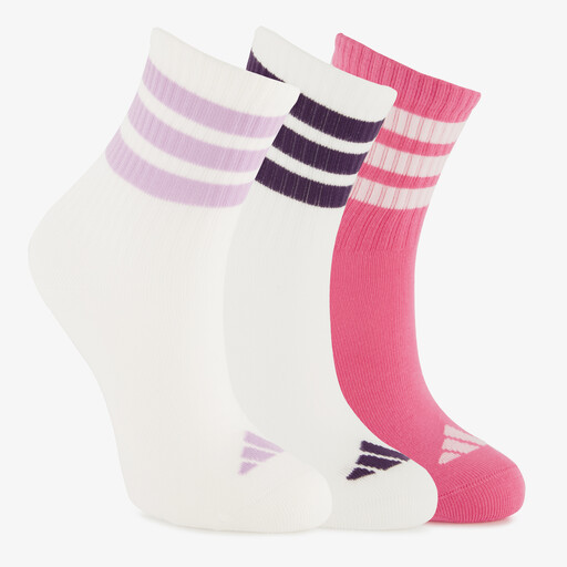 3 paar Ribbed kids sokken wit roze