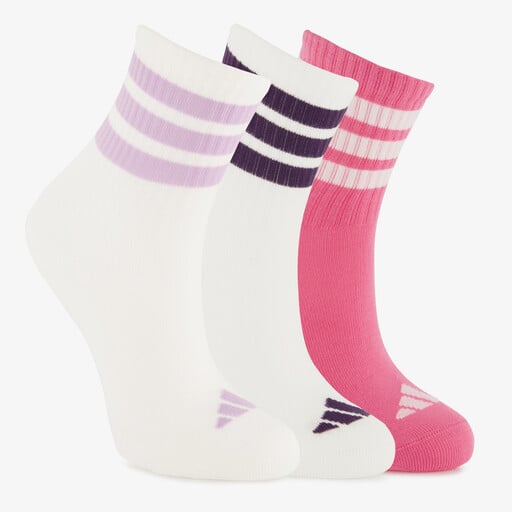 3 paar Ribbed kids sokken wit roze