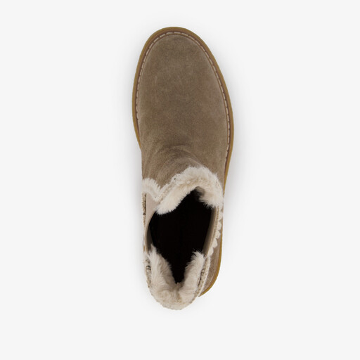 Gevoerde suede dames boots taupe