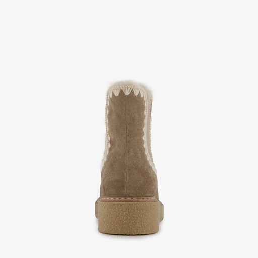 Gevoerde suede dames boots taupe
