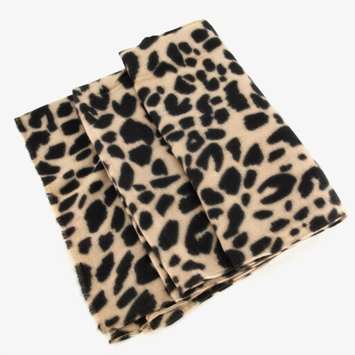 Dames sjaal met panterprint beige zwart