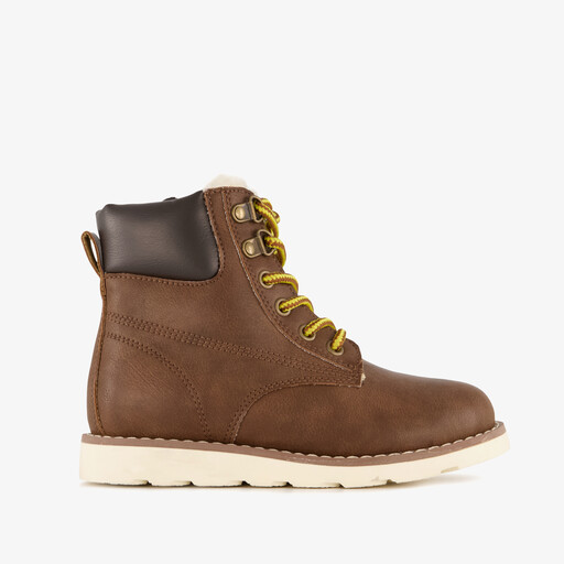 Gevoerde jongens veterboots cognac bruin