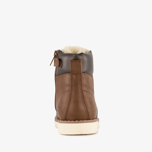 Gevoerde jongens veterboots cognac bruin