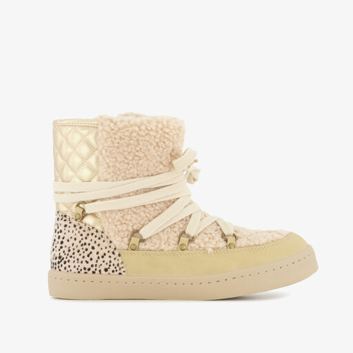 Gevoerde meisjes teddy boots beige goud