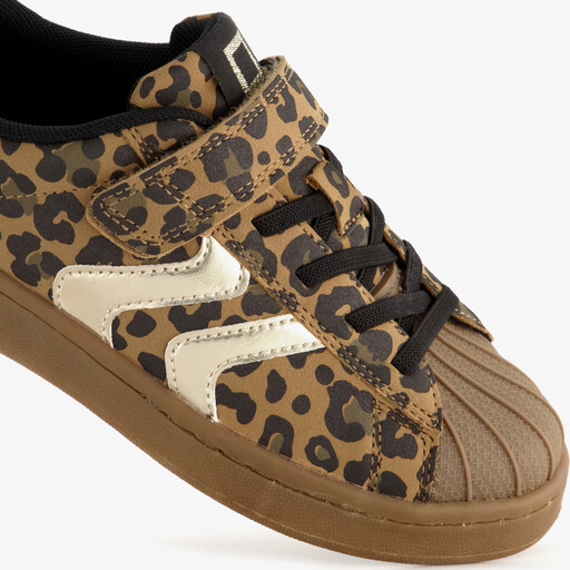 Meisjes sneakers met luipaardprint en metallic
