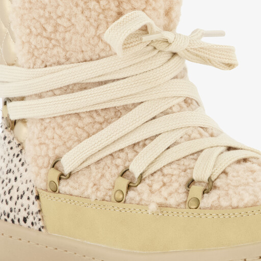 Gevoerde meisjes teddy boots beige goud