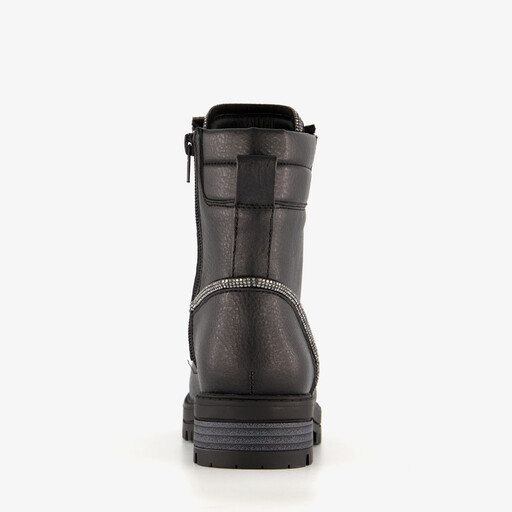Meisjes biker boots met strass steentjes zwart