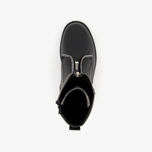 Meisjes biker boots met strass steentjes zwart