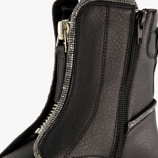 Meisjes biker boots met strass steentjes zwart