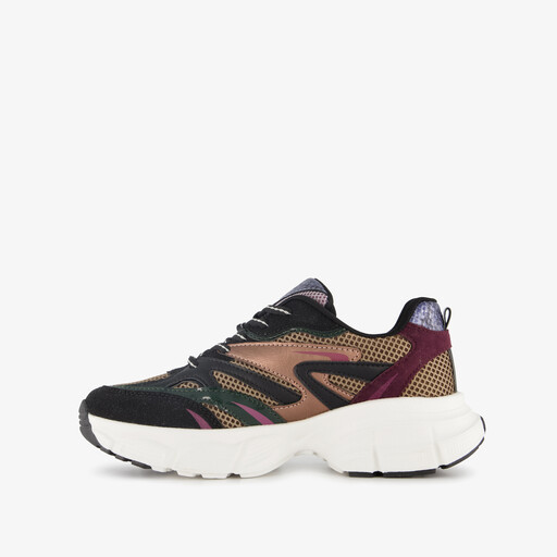 Dames dad sneakers met slangenprint zwart