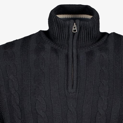 Heren trui met hoge kraag blauw