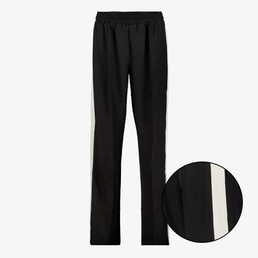 Dames wide leg broek met bies zwart