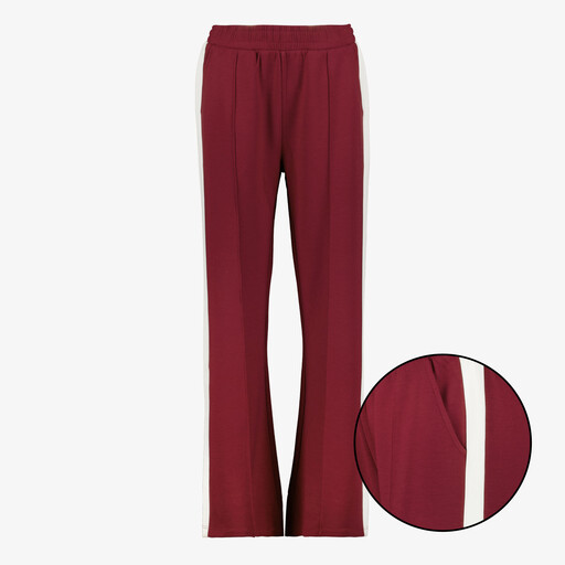 Dames wide leg broek met bies rood
