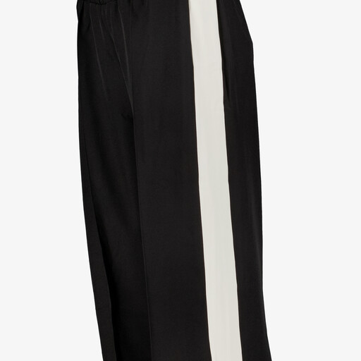 Dames wide leg broek met bies zwart