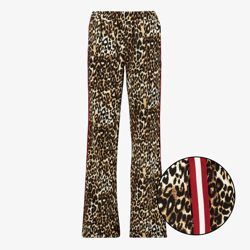 Dames wide leg broek met luipaardprint en bies