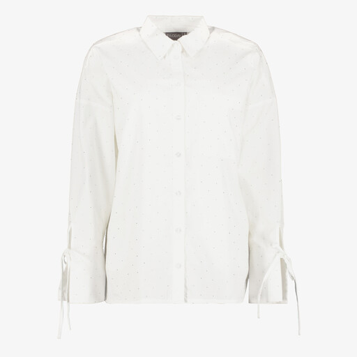 Dames blouse met strass steentjes wit