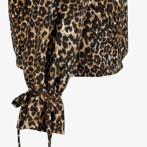 Dames blouse met luipaardprint en strikjes
