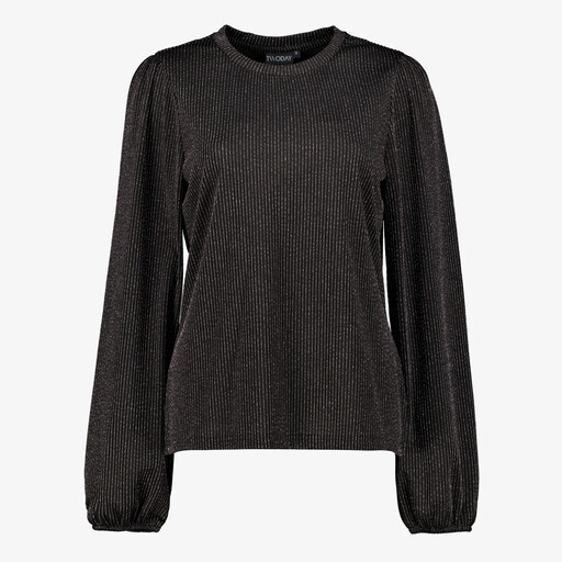 Dames party top zwart zilver