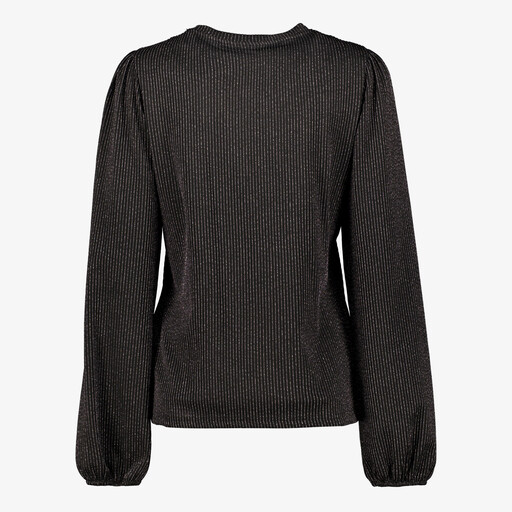 Dames party top zwart zilver