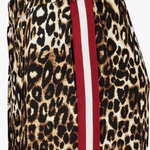 Dames wide leg broek met luipaardprint en bies