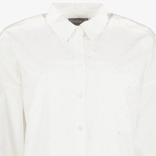 Dames blouse met strass steentjes wit