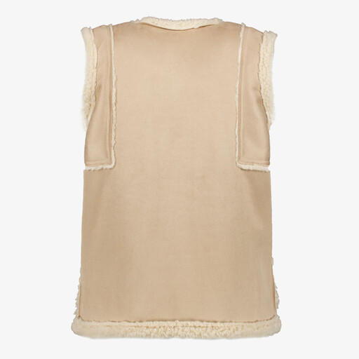Dames gilet beige met teddy voering