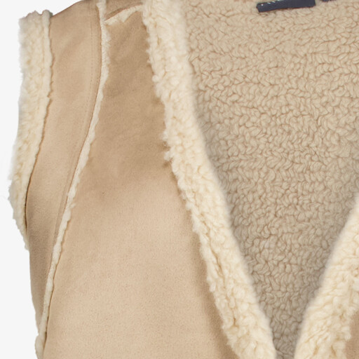 Dames gilet beige met teddy voering