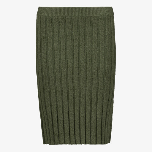 Ribgebreide dames midi rok groen