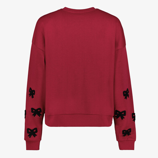 Dames sweater met strikjes bordeauxrood