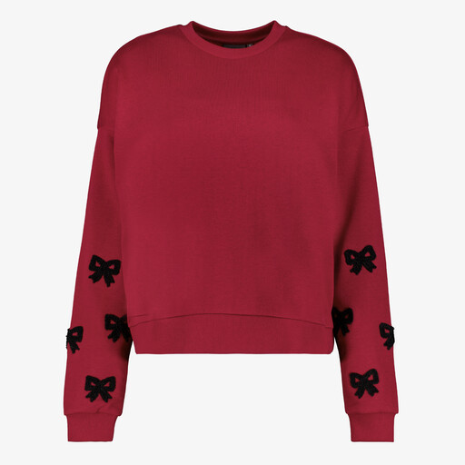 Dames sweater met strikjes bordeauxrood