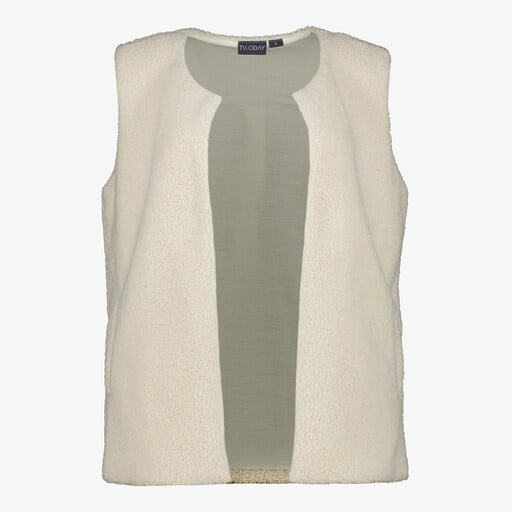 Dames teddy gilet lichtbeige