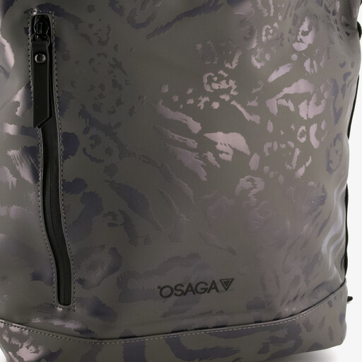 Rolltop rugzak waterdicht zwart met panterprint 14 liter