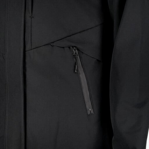 Lange gevoerde dames softshell jas zwart