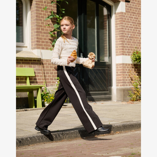 Meisjes wide leg broek zwart